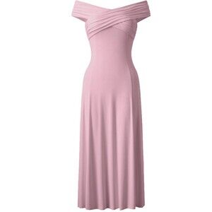 OGL Pink Off-Shoulder Midi Dress